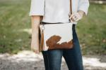 Leather envelope with hair-on-hide tan