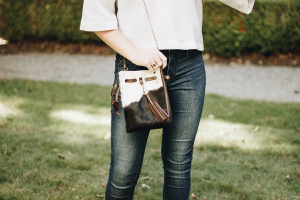 Leather cube with hair-on-hide