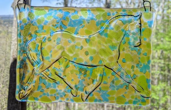 Dressage Horse Window Panel - Fused Glass picture