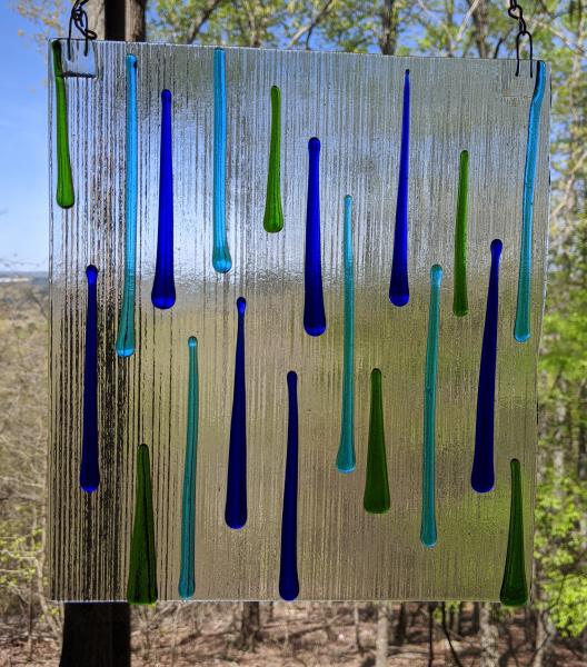 Raindrops Window Panel - Fused Glass picture