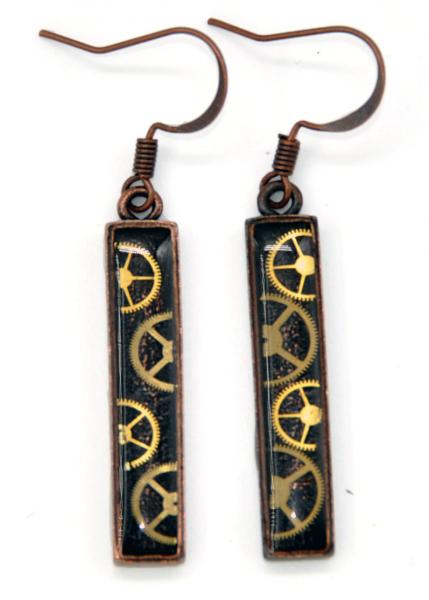 Vertical Bar Copper Earrings picture