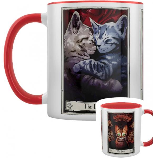 The Lovers, The Devil, The Fool Cat Tarot Mug picture
