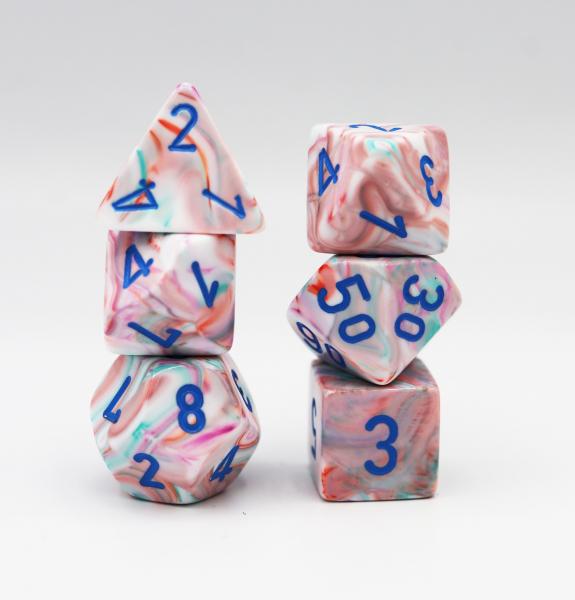 Chessex: Festive Pop Art with Blue Dice