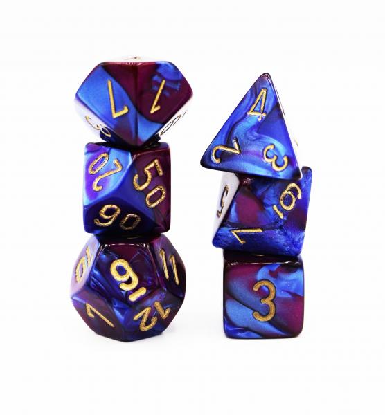 Chessex: Gemini Blue and Purple with Gold Dice picture