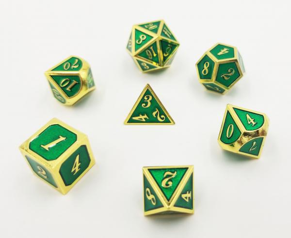 Gold Embossed Emerald RPG Dice Set picture