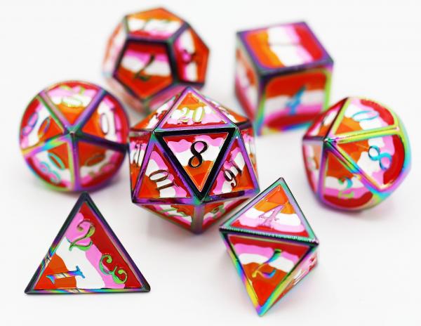 Community Lesbian Pride Flag - RPG Metal Dice Set picture