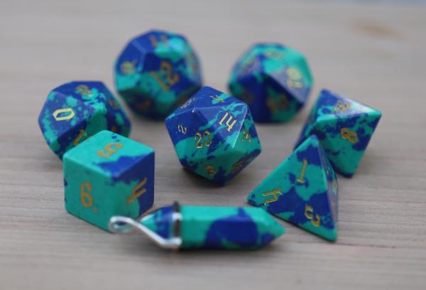 Level Up: Phoenix Lapis Lazuli RPG Dice & Bonus Pendant picture