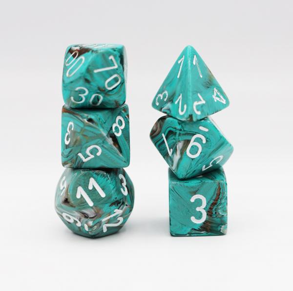 Chessex: Marble Oxi-Copper with White Dice Set