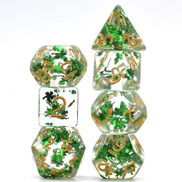 Green Foil Clover Fragment RPG Dice