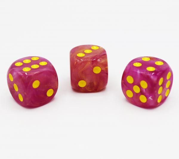 Chessex: Lab Dice - Luminary Leaf Fuschia with Yellow (Glow in the Dark) picture