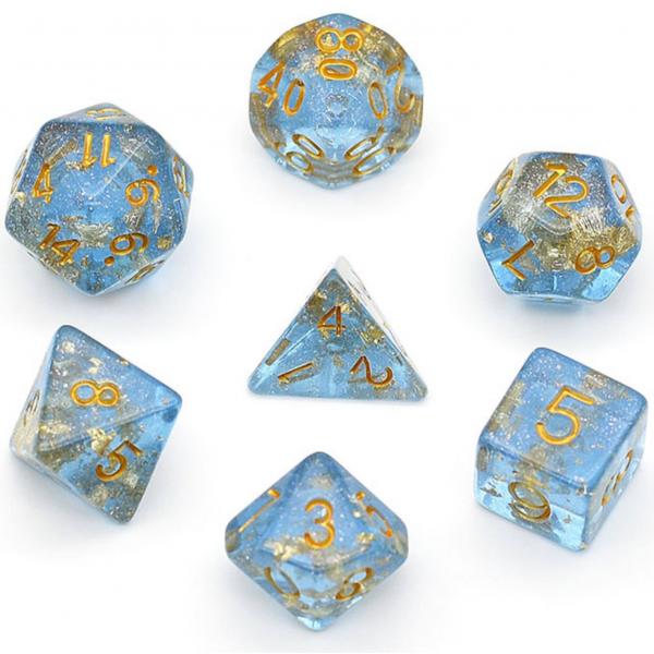 Blue with Gold Foil RPG Dice Set