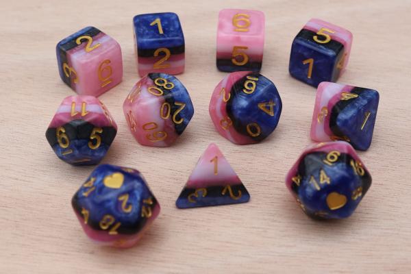 Genderfluid Heartbeat Dice Set