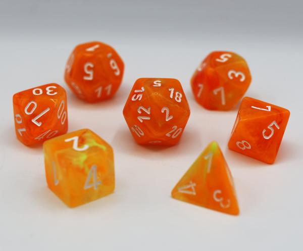 Chessex: Lab Dice - Festive Flare with White (Glow in the Dark)