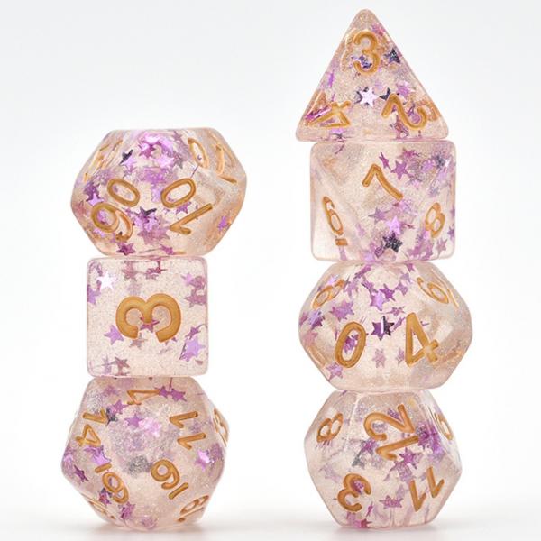 Purple Stars and Glam RPG Dice Set