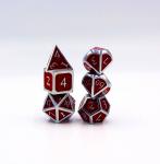 Silver Embossed Ruby RPG Dice Set