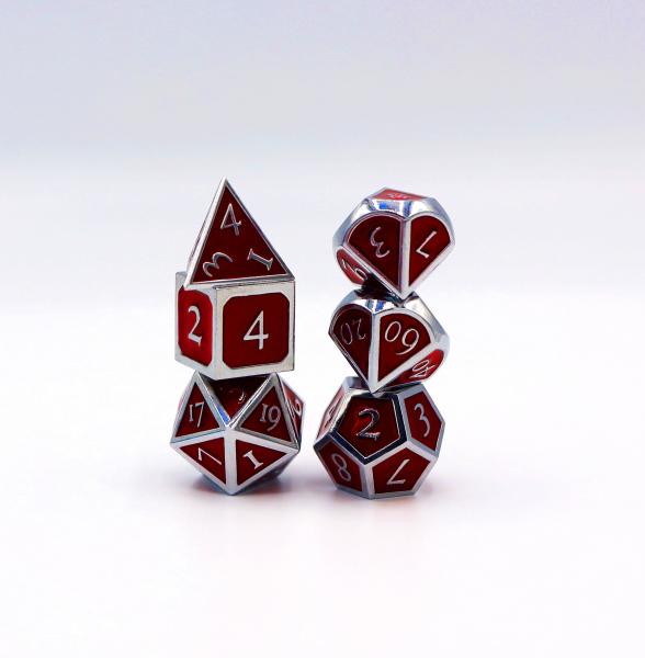 Silver Embossed Ruby RPG Dice Set picture