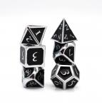 Silver Embossed Onyx RPG Dice Set