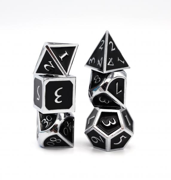 Silver Embossed Onyx RPG Dice Set picture