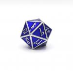 D20 Silver with Sapphire - 35mm Extra Large