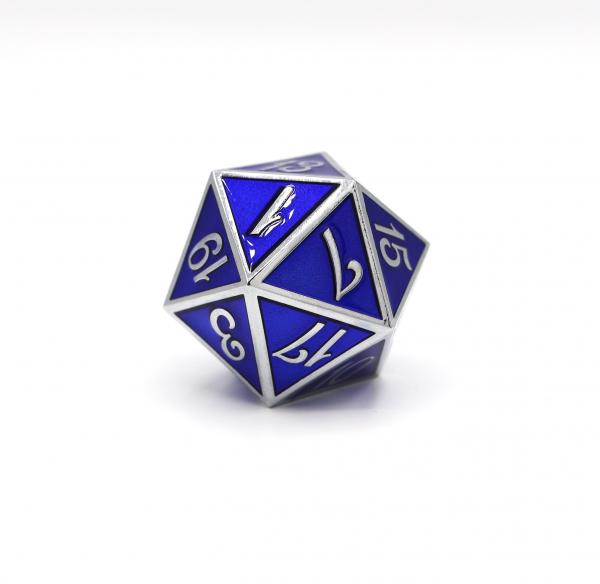 D20 Silver with Sapphire - 35mm Extra Large