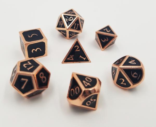 Copper Embossed Onyx RPG Dice Set picture