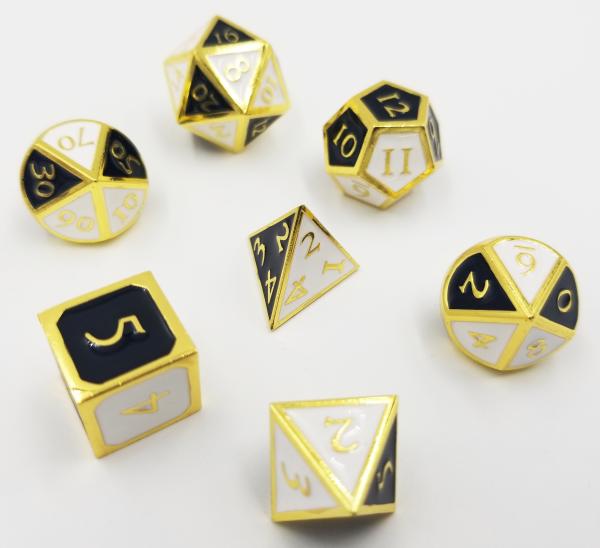 Dual Black and White RPG Metal Dice Set picture