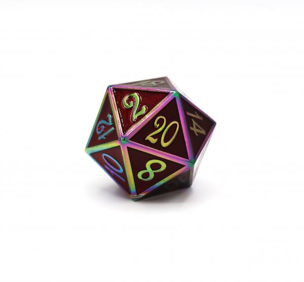 D20 Burnt Opal with Ruby - 35mm Extra Large