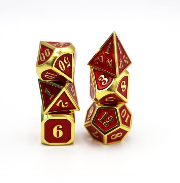 Gold Embossed Ruby RPG Dice Set picture