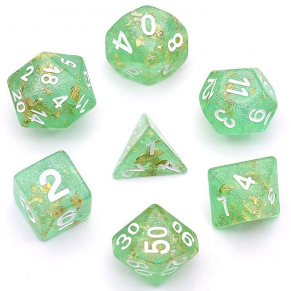 Green with Gold Foil RPG Dice Set picture