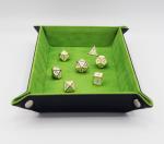 Leatherette & Velvet Dice Tray (Navy w/ Lime Green Rectange)