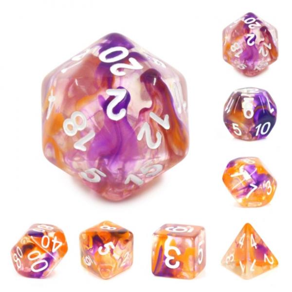 Purple & Orange Swirl Dice RPG Dice Set picture