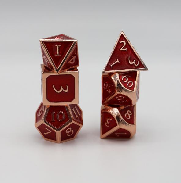 Copper Embossed Ruby RPG Dice Set