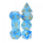 Transparent Blue Glitter RPG Dice Set