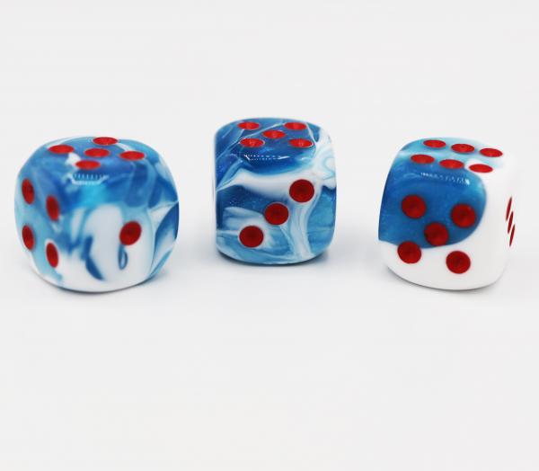 Chessex: Gemini Blue and White with Red Dice picture