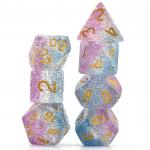 Pink, White and Blue Shimmer Layer RPG Dice