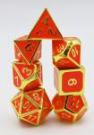 Orange Glow in the Dark with Gold RPG Dice Set