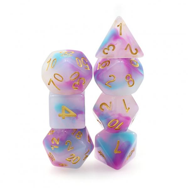 Light Blue and Purple Jade RPG Dice Set