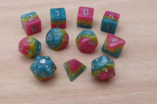 Pansexual Heartbeat Dice Set picture