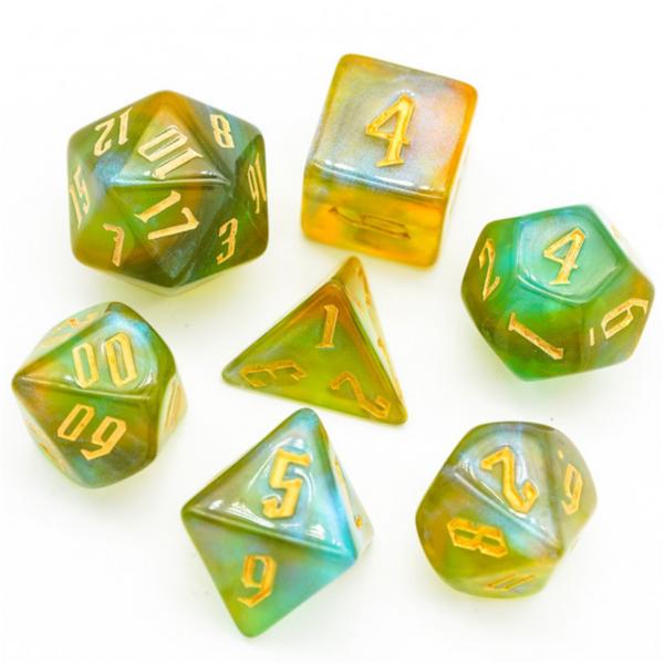 Green and Gold Spell Casting Dice Set picture