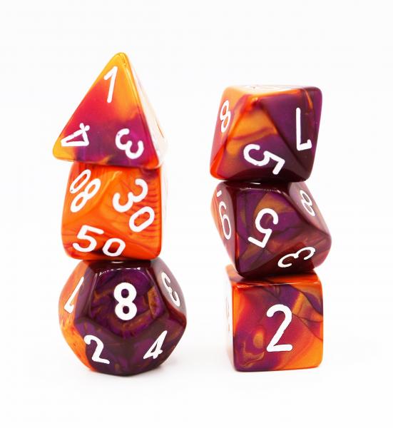 Chessex: Lab Dice - Gemini Orange and Purple with White