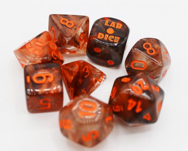 Chessex: Lab Dice 4 - Nebula Copper Matrix with Orange GLOW-IN-THE-DARK picture