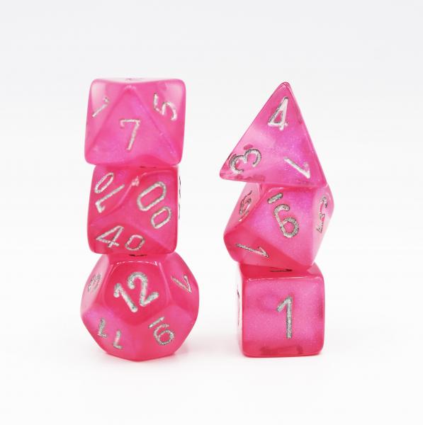 Chessex: Borealis Pink with Silver Dice Set