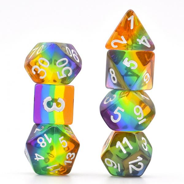 Transparent Rainbow RPG Dice Set