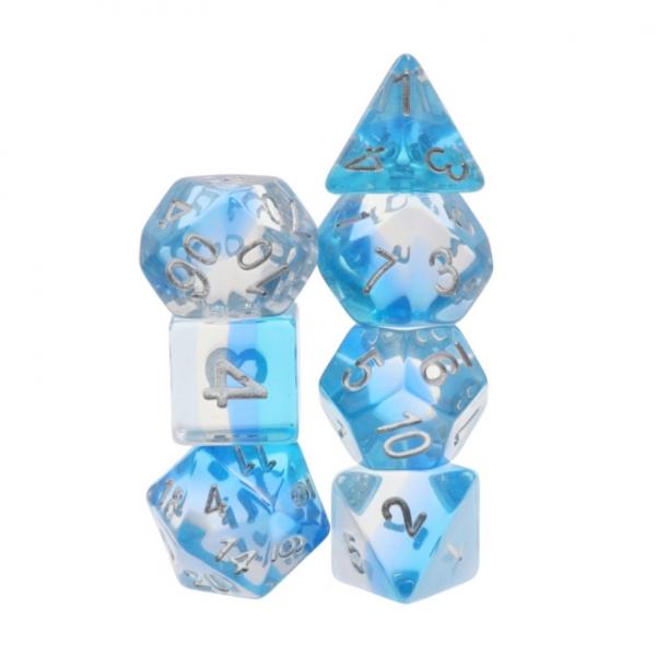 Transparent Blue Gradients RPG Dice Set