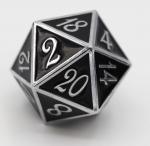 D20 Silver with Onyx - 35mm Extra Large