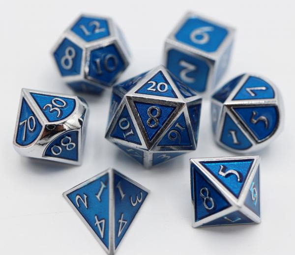 Silver with Tanzanite RPG Dice Set