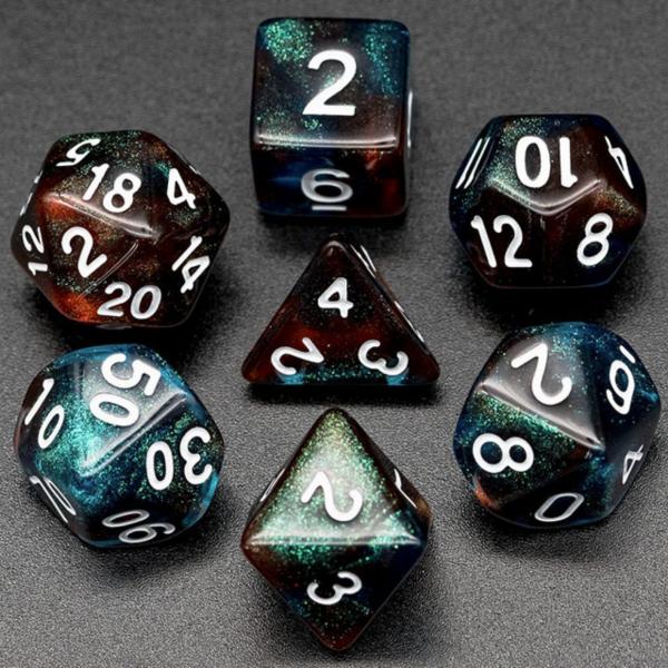 Red & Blue Glitter Dice Set