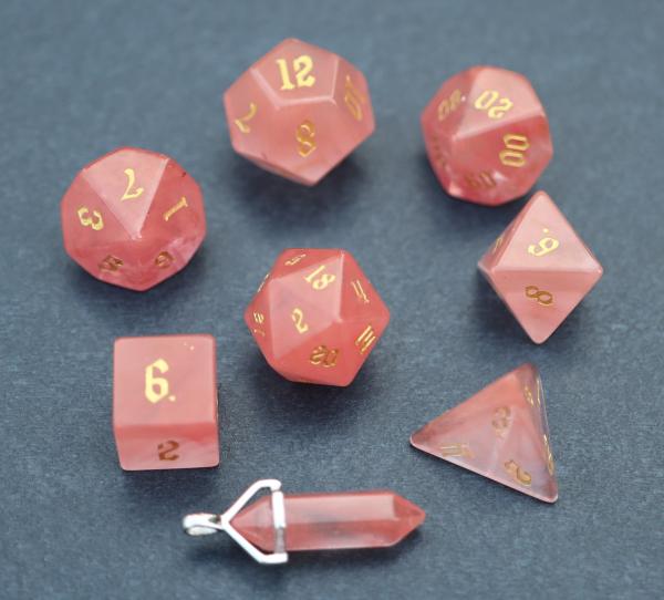 Level Up: Watermelon Tourmaline RPG Dice & Bonus Pendant