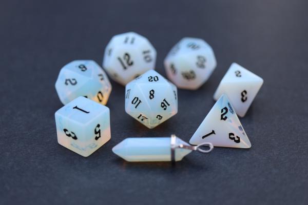 Level Up: Opalite RPG Dice & Bonus Pendant