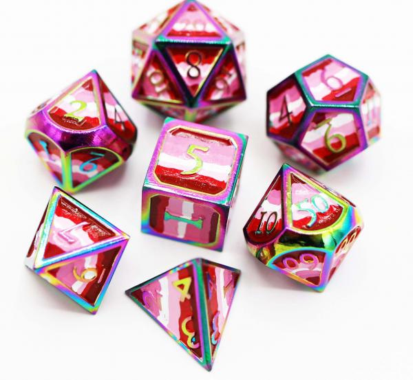 Lesbian Pride Flag - RPG Metal Dice Set